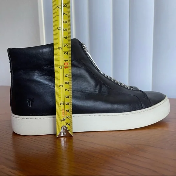 Frye Women’s Lena Zip Up Leather High Top Sneakers Black Size 9 - Picture 13 of 16